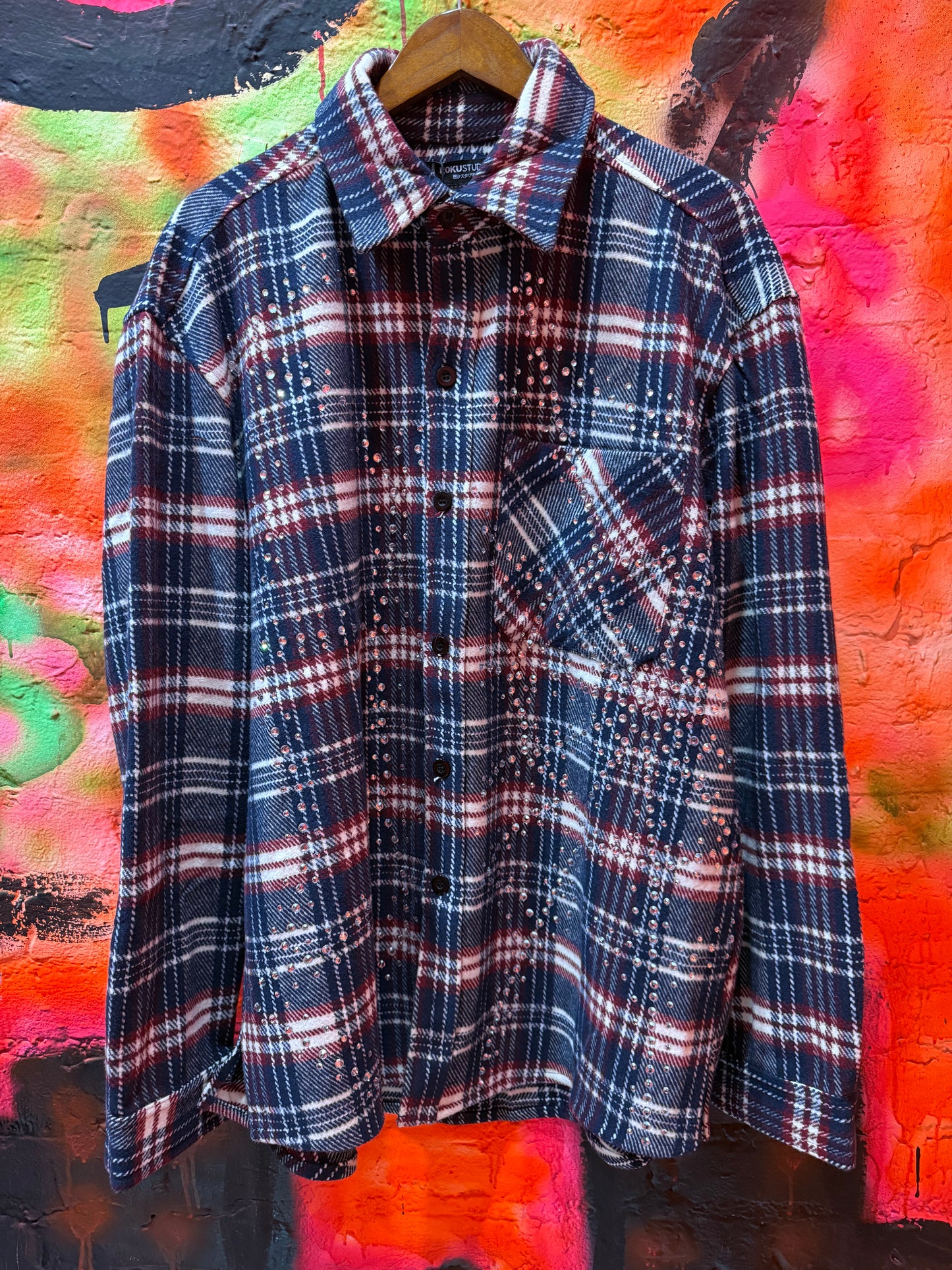 Roku "Heavy Flannel' Shirt With Rhinestones
