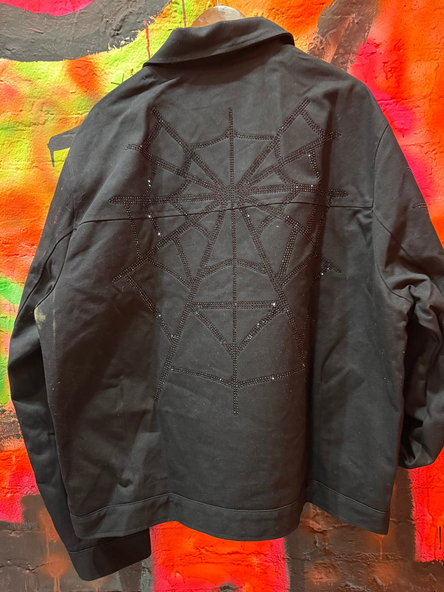 ROKU "Web Canvas" Cropped Jacket With Rhinestones