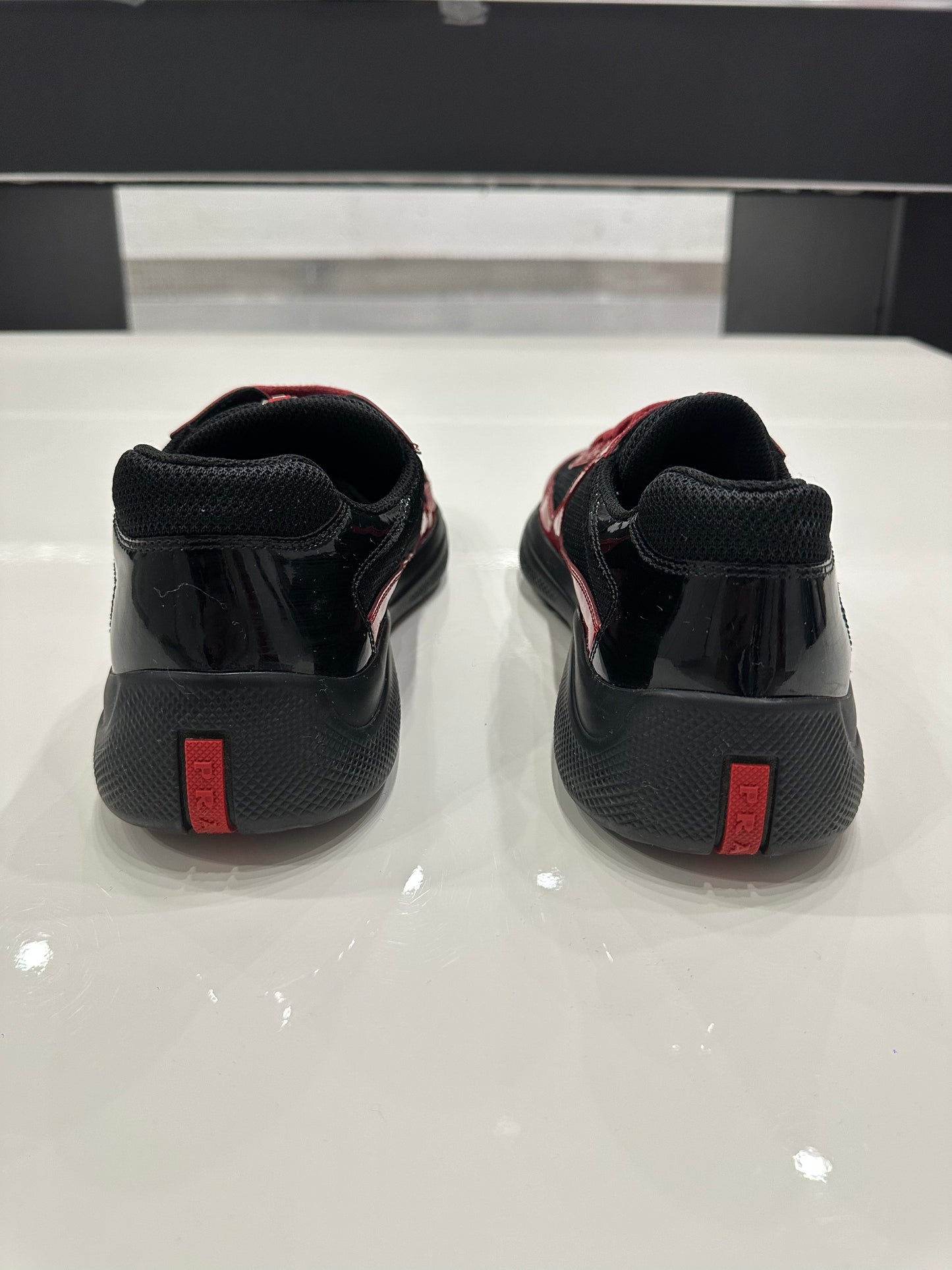 PRADA AMERICAS CUP SNEAKERS 4E3400 RED BLACK PATENT US 9.5 EU 42,5 43 - Used (No Box)