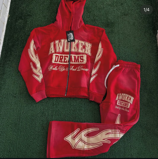 Awoken dream sweatsuit set red
