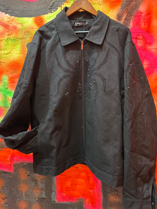 ROKU "Web Canvas" Cropped Jacket With Rhinestones