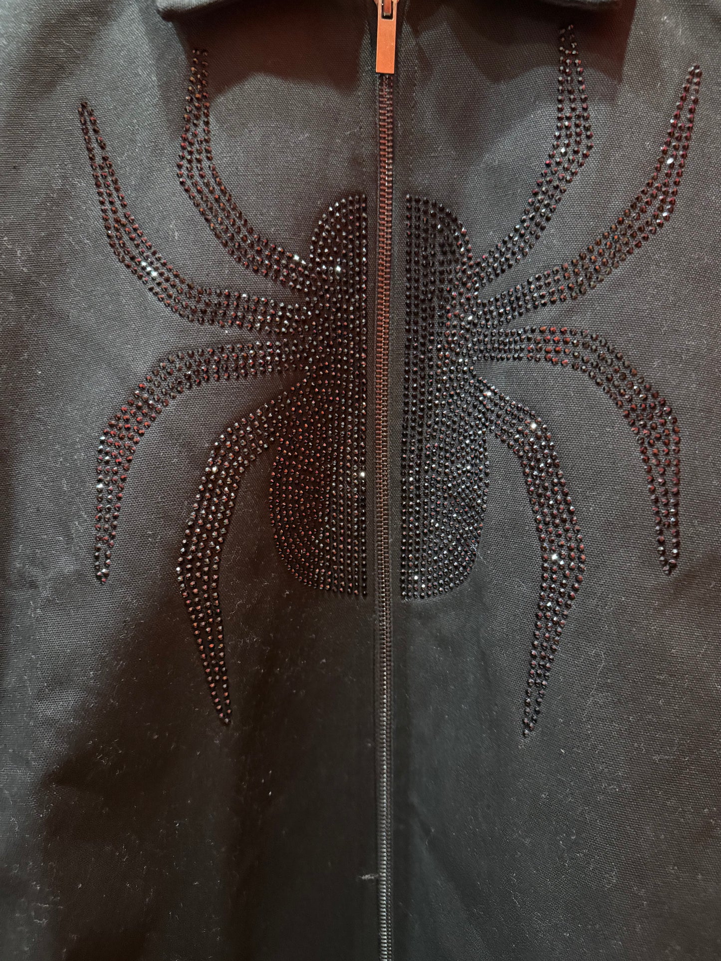 ROKU "Web Canvas" Cropped Jacket With Rhinestones