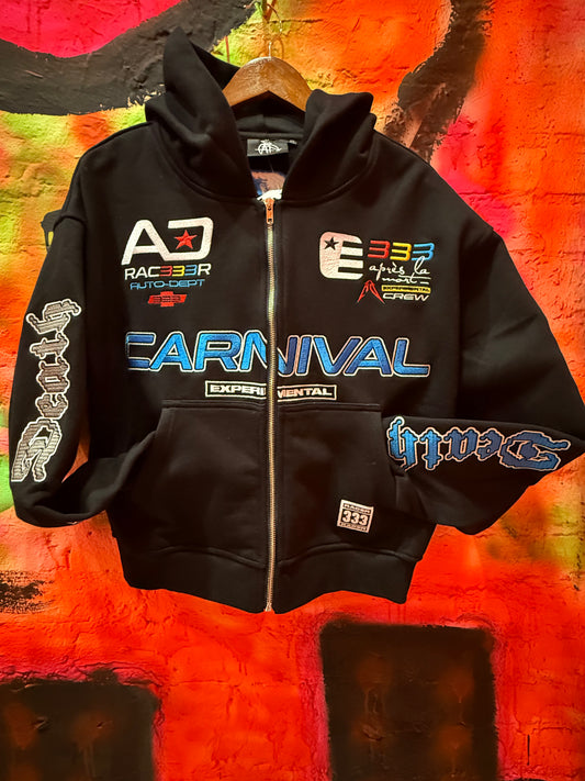 After Death "Racer" Cropped Zip Up Hoody