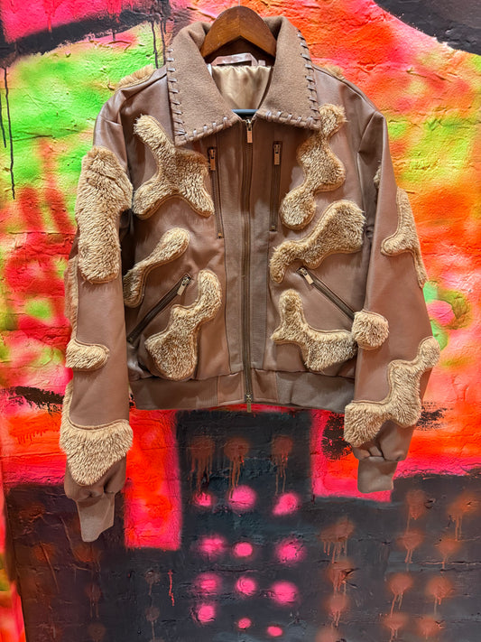 The HideOut Clothing 'Faux Fur Vegan Leather Camouflage" Jacket