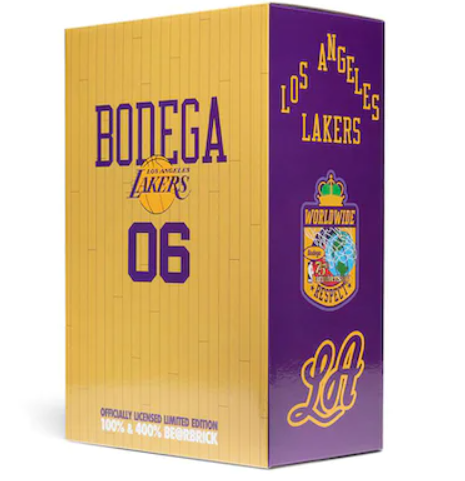 Bearbrick x Bodega x NBA Worldwide Respect Los Angeles Lakers 100% & 400% Set